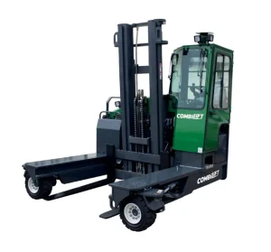 A green and black material handling vehicle.